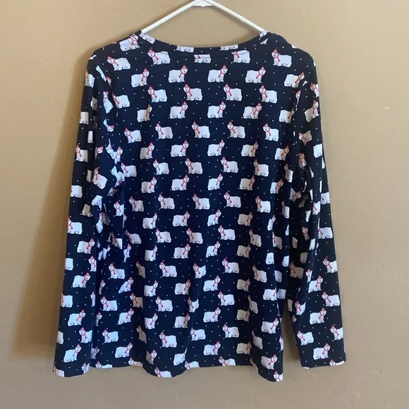 Sleep Sense Long Sleeve Henley Polar Bear Print Holiday Pajama Set Women L BLACK - Picture 4 of 5